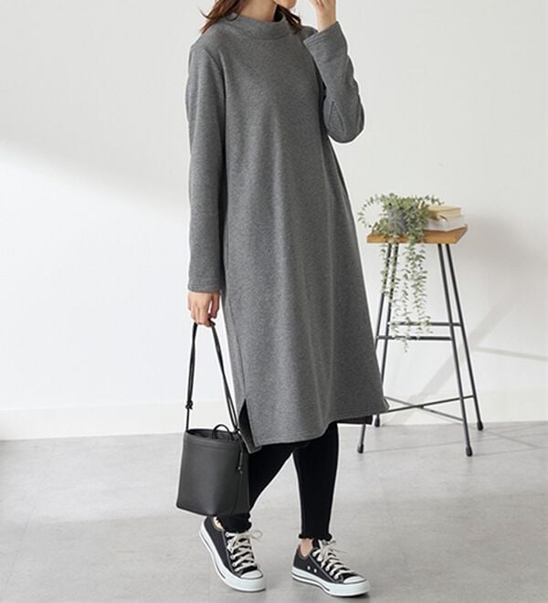 BELLUNA（ベルーナ）の「まるで着る毛布！静電防止付裏ファーお出かけワンピース（カットソーワンピース）」｜詳細画像