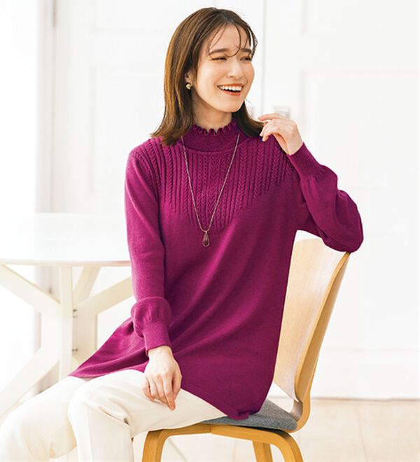 ルフラン（ルフラン）の「お手入れラクなウール混あったかニット（ニット・セーター）」｜ベリー系