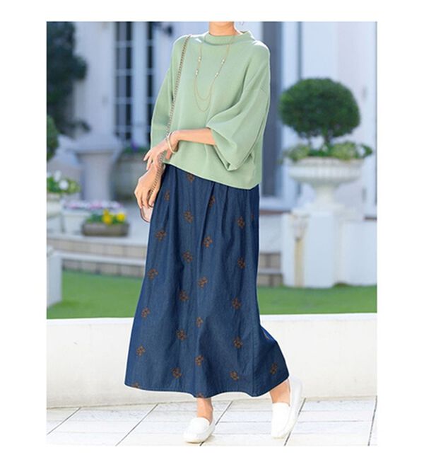 ルフラン（ルフラン）の「【２色組】夏デニム刺しゅうスカート＜パルミン＞（ロングスカート）」｜詳細画像