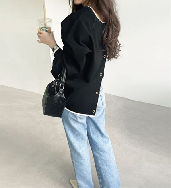 GeeRA（ジーラ）の「前後２ｗａｙ配色スポンディッシュカーディガン（ニットカーディガン）」｜詳細画像