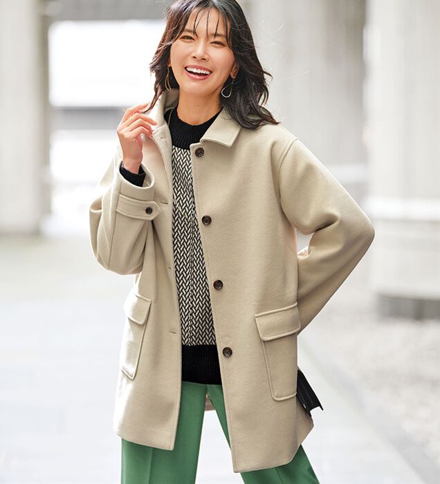 【試着のみ】ヘルノ　オフィサーカラースプリングコート　40 ヘルノ ステンカラーコート スプリングコート シルク ネイビー 42 XL