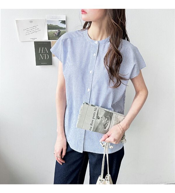 GeeRA（ジーラ）の「綿タッチフレンチスリーブブラウス（ブラウス）」｜詳細画像