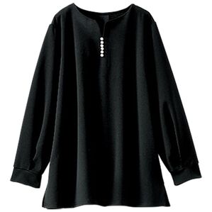 BELLUNA（ベルーナ）の「カットジョーゼット素材パール使いブラウス（ブラウス）」｜黒