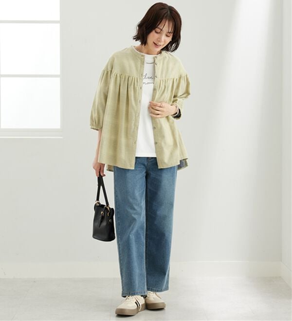 BELLUNA（ベルーナ）の「ダブルガーゼ素材切替デザインブラウス（ブラウス）」｜詳細画像