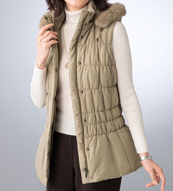 ルフラン（ルフラン）の「ファー使い軽量中わたベスト（中わたコート・ベスト）」｜詳細画像