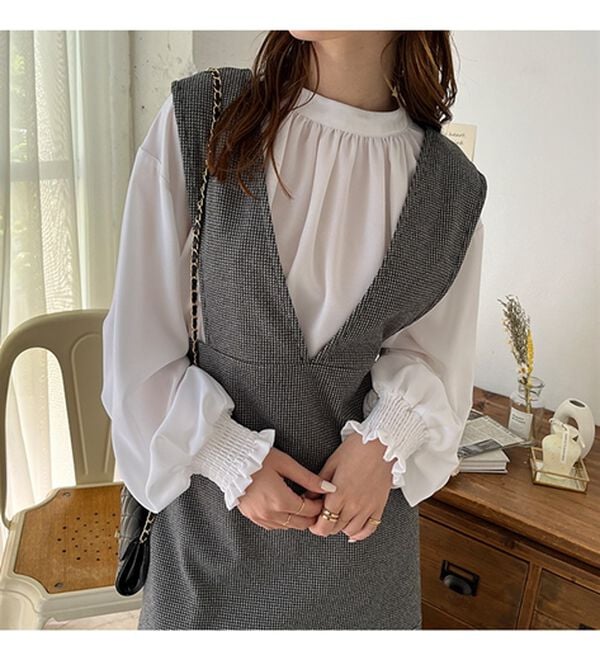 GeeRA（ジーラ）の「前後２ＷＡＹウールライクチェックジャンパースカート（ジャンパースカート）」｜詳細画像