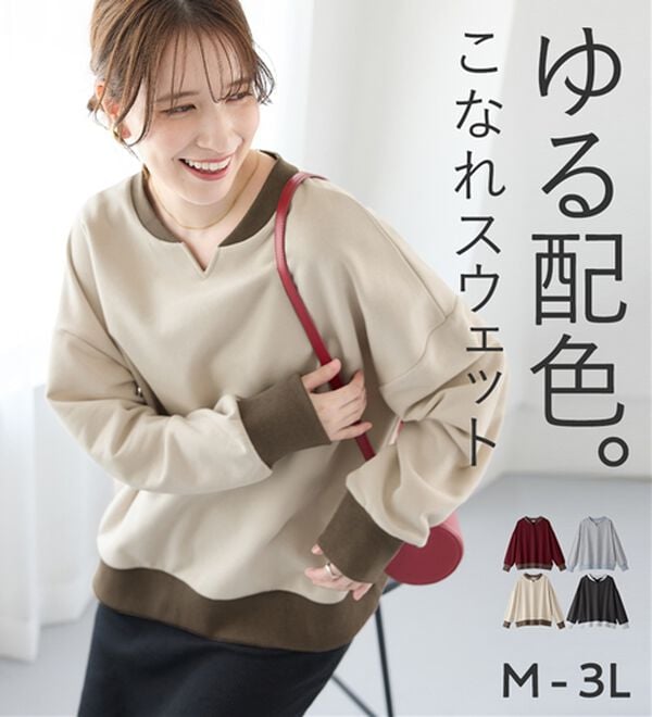 Viola e Viola（ヴィオラ エ ヴィオラ）の「配色デザイン綿混スウェット（カットソー）」｜詳細画像