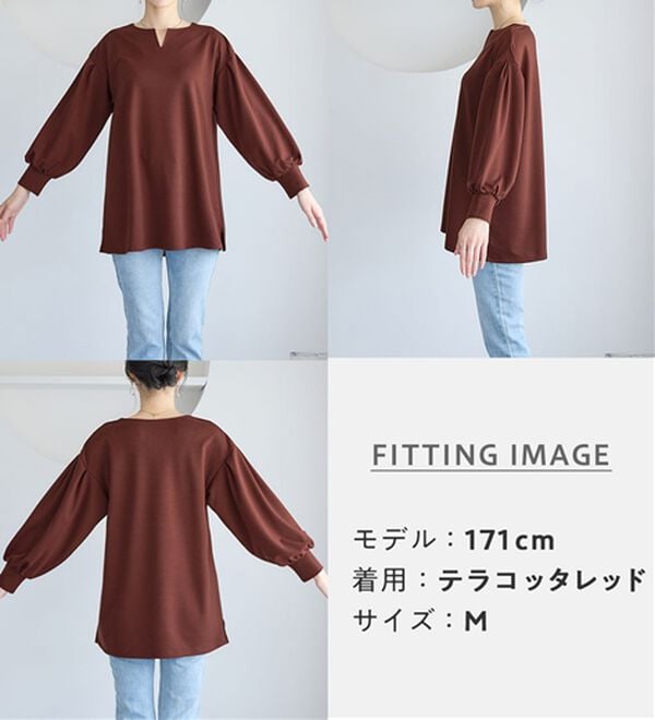 Viola e Viola（ヴィオラ エ ヴィオラ）の「なめらかカットソーゆったりパフ袖チュニック（チュニック）」｜詳細画像
