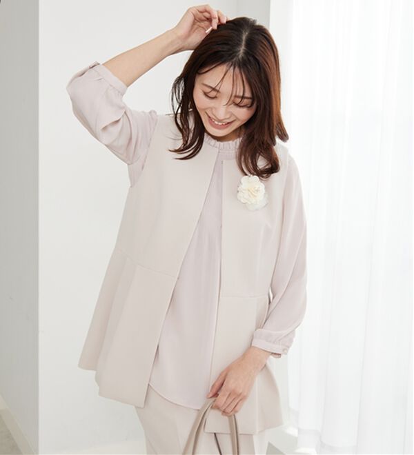 BELLUNA（ベルーナ）の「＜Ｃ／Ｓ＞ノーカラーペプラムジレ（ベスト）」｜詳細画像