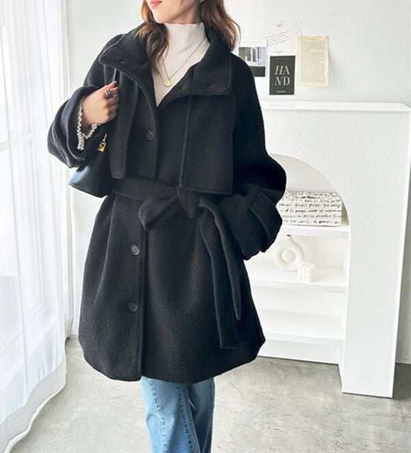 GeeRA（ジーラ）の「リングウールライクスタンドカラーコート（ハーフコート）」｜詳細画像