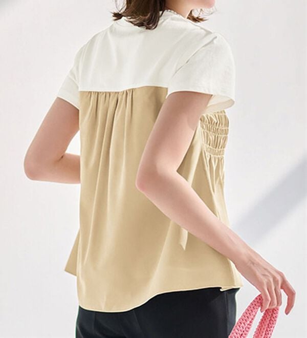 RANAN（ラナン）の「ひんやり！ビスチェ重ね着風Ｔシャツ（カットソー）」｜ホワイト／ベージュ