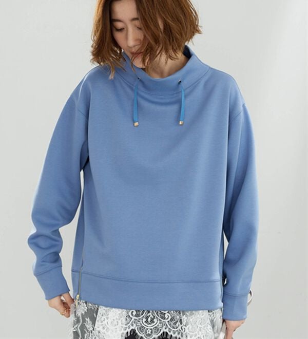 BELLUNA（ベルーナ）の「なめらかタッチ！もっちりん裾ジッププルオーバー（カットソー）」｜詳細画像