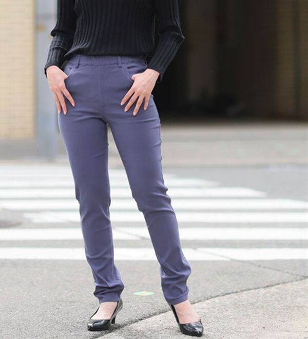 A HAPPY MARILYN（アハッピーマリリン）の「【Ｍ～８Ｌ】【選べる丈】のび～る ストレッチ ツイル 魔法の 美脚レギンスパンツ（スリム・スキニーパンツ）」｜詳細画像