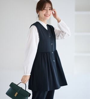 Viola e Viola（ヴィオラ エ ヴィオラ）の「【３点セット】コーデ決まるペプラムジレセットスーツ（パンツスーツ）」｜詳細画像