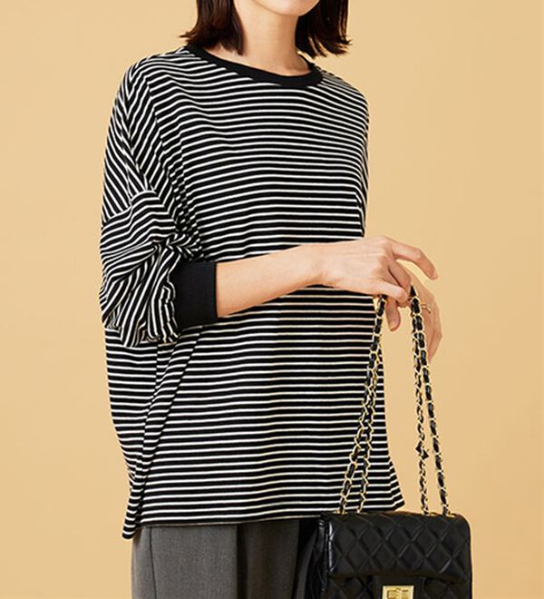 BELLUNA（ベルーナ）の「ゆったり体型カバー！ボーダープルオーバー（カットソー）」｜詳細画像