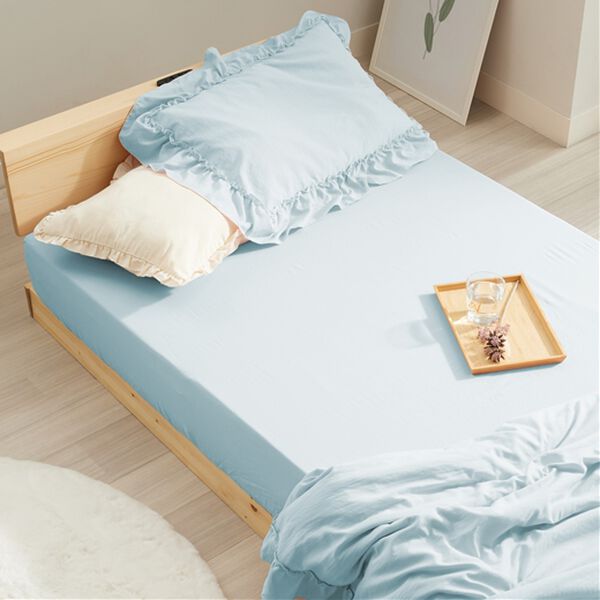 iellio（イエリオ）の「大人かわいいダブルフリル付布団カバーリング＜掛け布団カバー・ボックスシーツ・枕カバー・ずれにくい・オールシーズン・淡色＞（敷布団カバー・シーツ）」｜詳細画像