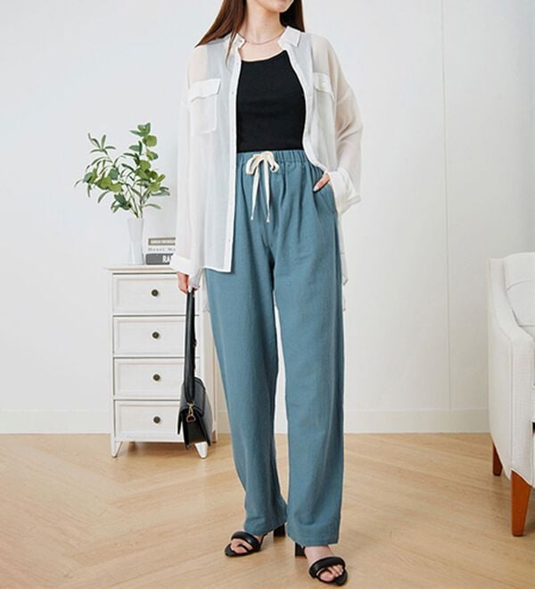 LAVIENNE（ラヴィエンヌ）の「【汗ばむ季節にも】サラッと毎日らくちんパンツ（フルレングスパンツ）」｜詳細画像