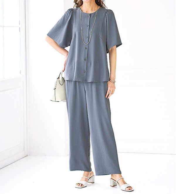 BELLUNA（ベルーナ）の「お手入れ楽々！ビンテージ素材ブラウス（ブラウス）」｜詳細画像