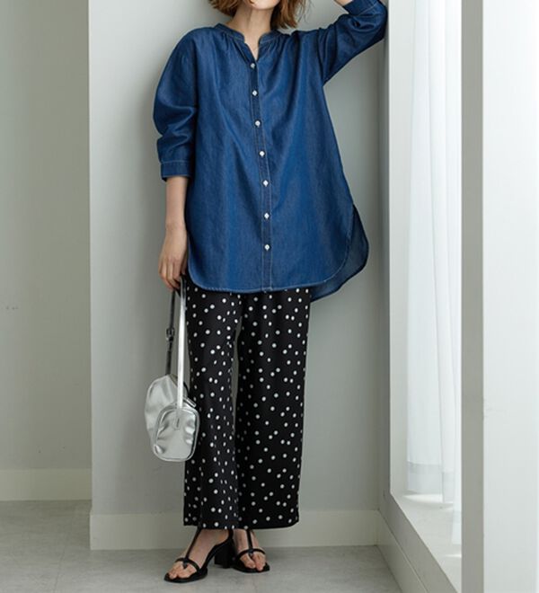 BELLUNA（ベルーナ）の「やわらかデニム素材シャツチュニック（チュニック）」｜詳細画像