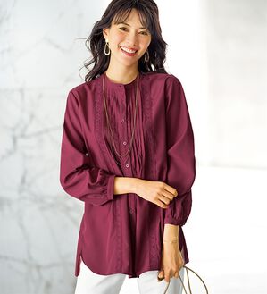 BELLUNA（ベルーナ）の「ピンタック＆華やかレースシャツチュニック（チュニック）」｜詳細画像