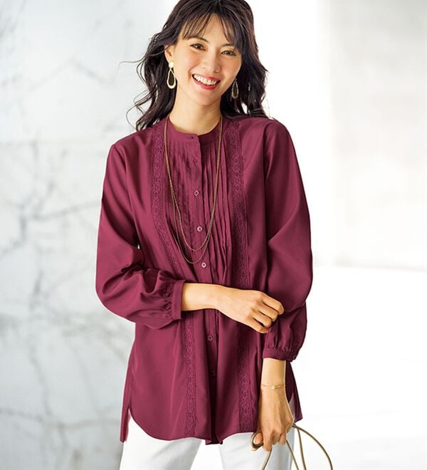 ピンタック＆華やかレースシャツチュニック - ベルーナ【公式】