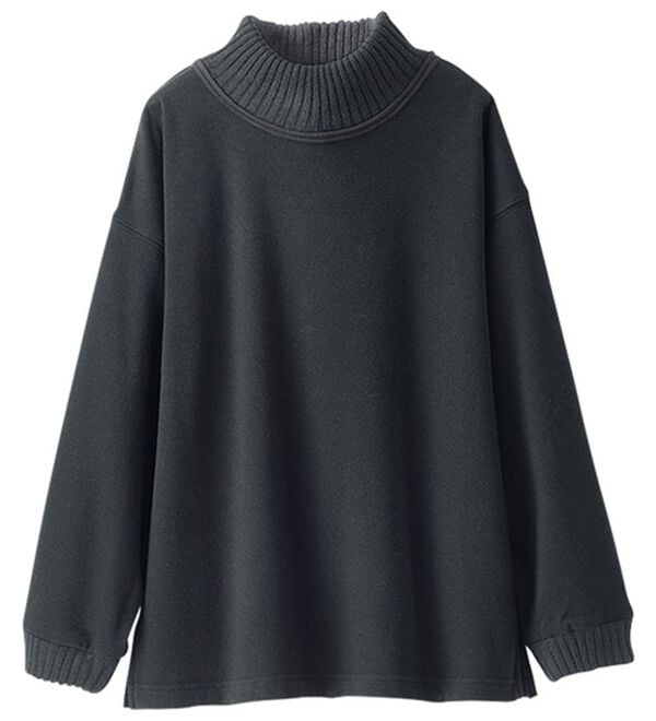 BELLUNA（ベルーナ）の「まるで着る毛布！静電防止付裏ファーニットリブトレーナー（トレーナー・スウェット）」｜黒