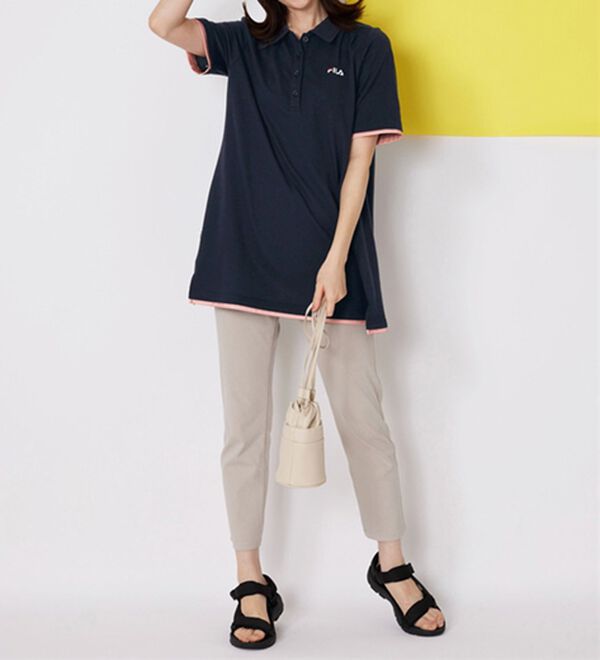 BELLUNA（ベルーナ）の「＜ＦＩＬＡ＞ひんやり！タック使い配色ポロチュニック（ポロシャツ）」｜詳細画像