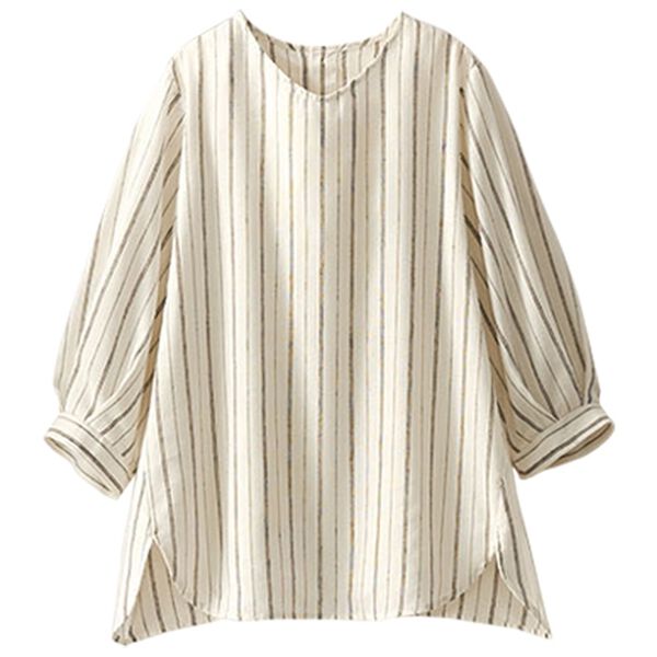 BELLUNA（ベルーナ）の「機能付リネン混バックボタンブラウス（ブラウス）」｜詳細画像