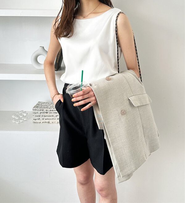 GeeRA（ジーラ）の「前後２ｗａｙヴィンテージサテンノースリーブ（タンクトップ・キャミソール）」｜詳細画像