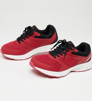 「＜ダンロップ・リファインド＞履き心地良いカラーシューズ（メンズスニーカー）」｜レッドブラック