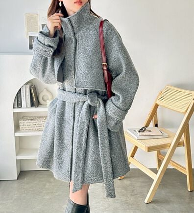 GeeRA（ジーラ）の「リングウールライクスタンドカラーコート（ハーフコート）」