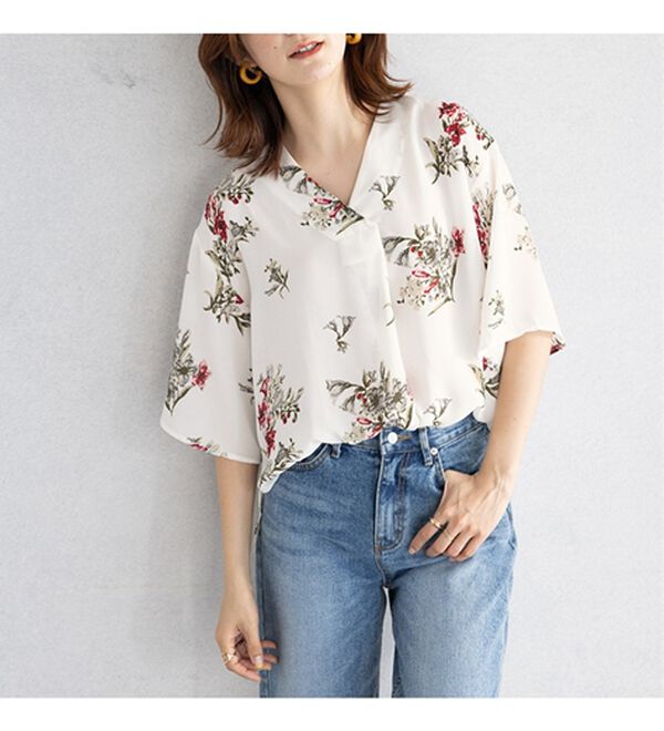 GeeRA（ジーラ）の「花柄フレアースリーブブラウス（ブラウス）」｜詳細画像