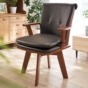 「天然木ボリューム回転チェア（椅子・チェア・スツール）」｜ブラウン