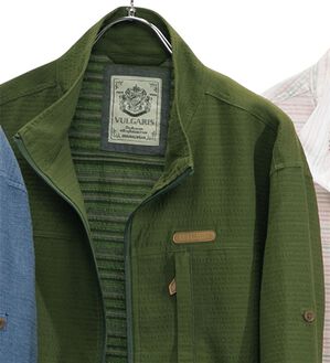 「お洒落なボーダージャケット（メンズジャケット）」｜カーキ