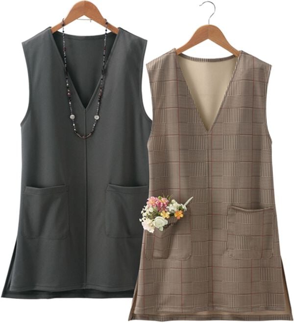 LAVIENNE（ラヴィエンヌ）の「【２枚組】お洒落に着映える♪ベスト風エプロン（エプロン）」｜2枚組