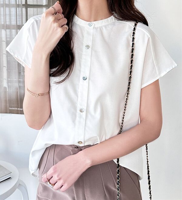 GeeRA（ジーラ）の「綿タッチフレンチスリーブブラウス（ブラウス）」｜詳細画像