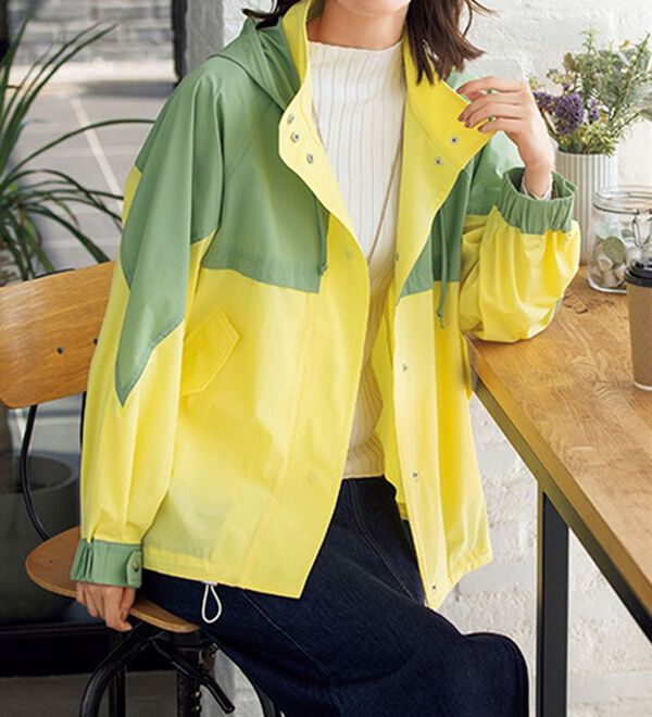 ルフラン（ルフラン）の「お出かけに便利な配色パーカー（ハーフコート）」｜詳細画像