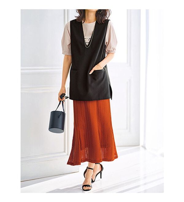 BELLUNA（ベルーナ）の「レース使いフレアーデザインスカート（ロングスカート）」｜詳細画像