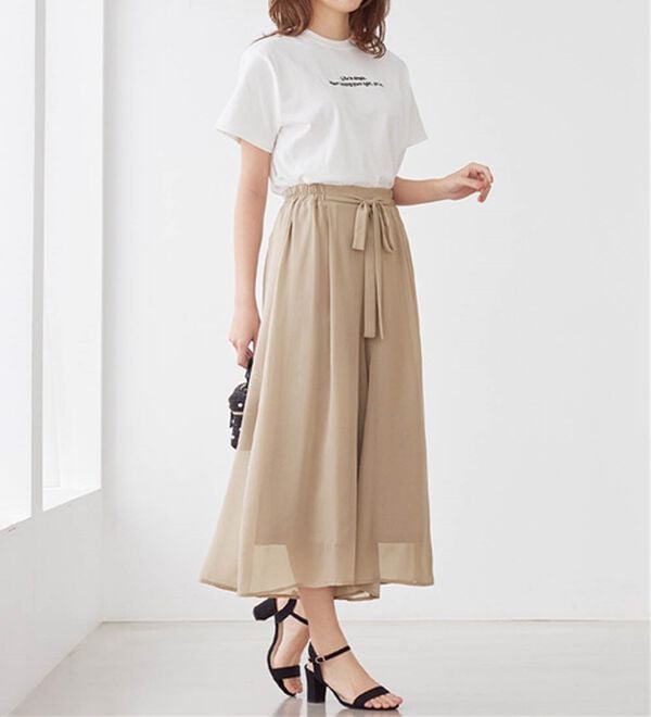 alotta（アロッタ）の「ふんわりシフォンワイドパンツ（ワイドパンツ・ガウチョ）」｜詳細画像