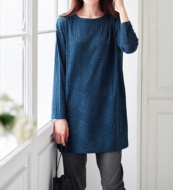 BELLUNA（ベルーナ）の「杢調ランダムテレコ切替チュニック（チュニック）」｜詳細画像