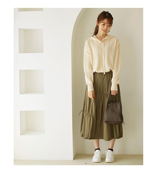 BELLUNA（ベルーナ）の「ゆるっと大人カジュアルあぜ編ニットフーディー（ニット・セーター）」｜詳細画像