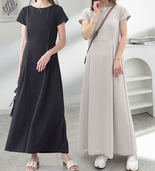 上品見えバックギャザーワンピース - ベルーナ【公式】