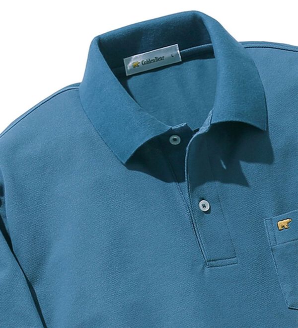 「＜ゴールデンベア＞上質国産ポロシャツ（メンズシャツ）」｜スモーキーブルー(半袖)