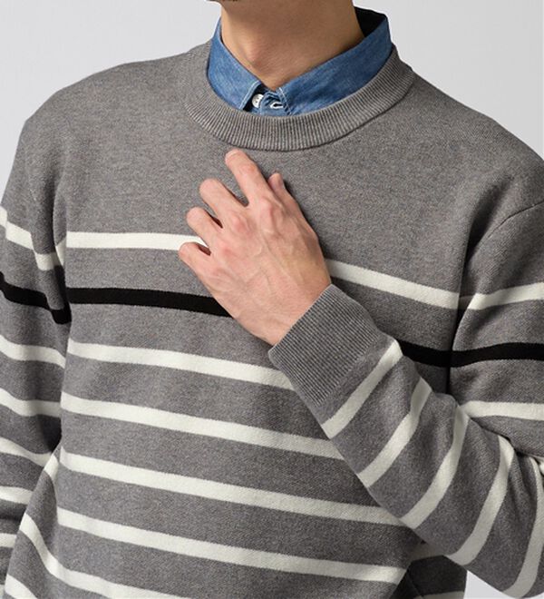 REMEN'S（リメンズ）の「【洗える】やわらかタッチボーダークルーネックセーター（メンズニット・セーター）」｜詳細画像