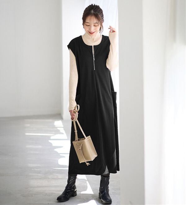 Viola e Viola（ヴィオラ エ ヴィオラ）の「なめらかポンチ　Iラインジャンスカ（ジャンパースカート）」｜詳細画像