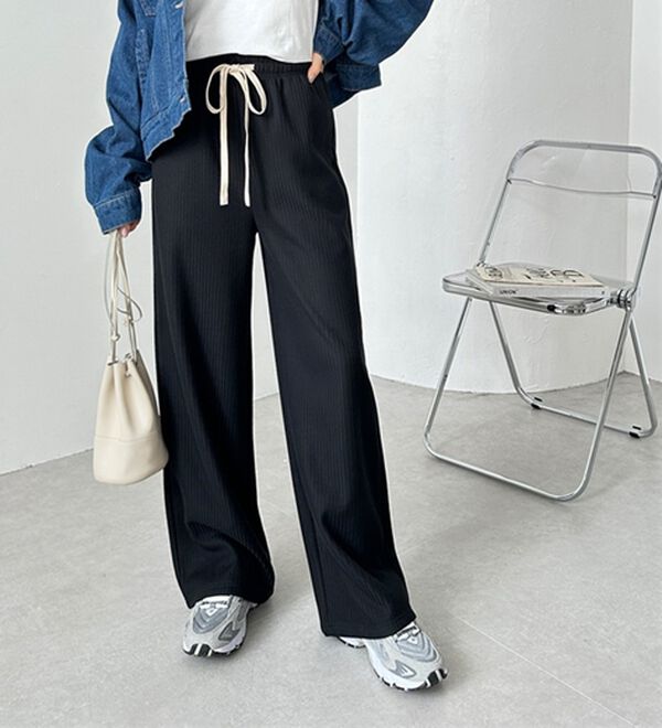 GeeRA（ジーラ）の「ふわふわあったか！裏起毛リブワイドパンツ（フルレングスパンツ）」｜詳細画像