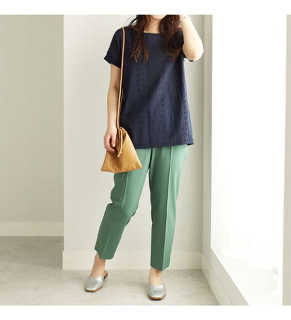 BELLUNA（ベルーナ）の「幾何柄&times;花柄レース使いプルオーバー（カットソー）」｜詳細画像