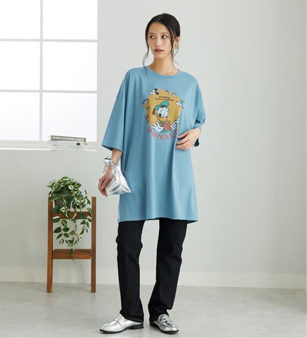 Disney＞【ドナルドダック】ビッグ7分袖プリントTシャツ