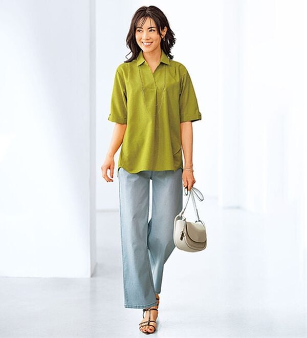 BELLUNA（ベルーナ）の「麻調素材袖ボタン使いブラウス（ブラウス）」｜詳細画像