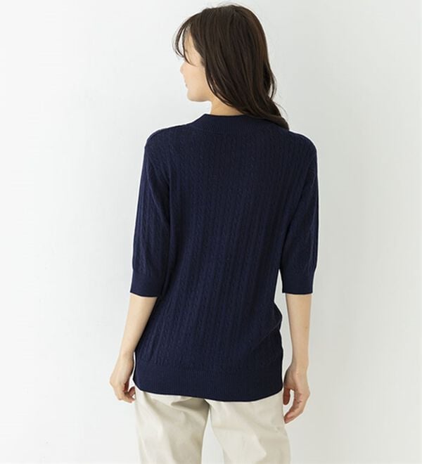 BELLUNA（ベルーナ）の「【ＰＯＬＯ　ＢＣＳ】ケーブル５分袖セーター（ニット・セーター）」｜詳細画像